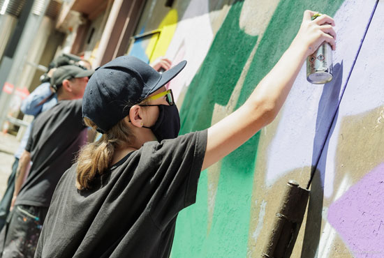 Graffiti-Aktion am Theater
