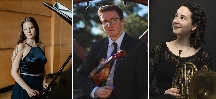 Pianistin Mirjam Hinrichs, Geiger Josef Vlček und Hornistin Isabel Hunter